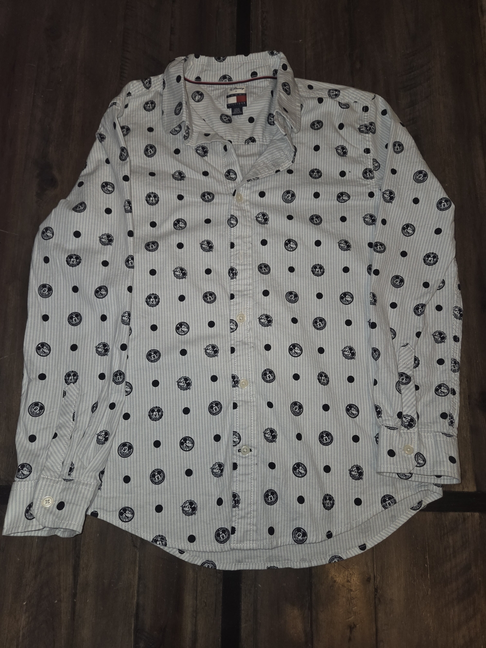 Disney x Tommy Hilfiger Kids Size 16 L Mickey Mouse Polka Dot Long Sleeve Shirt